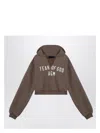 Fear Of God Military Green Cropped Sweatshirt With Logo In Brown