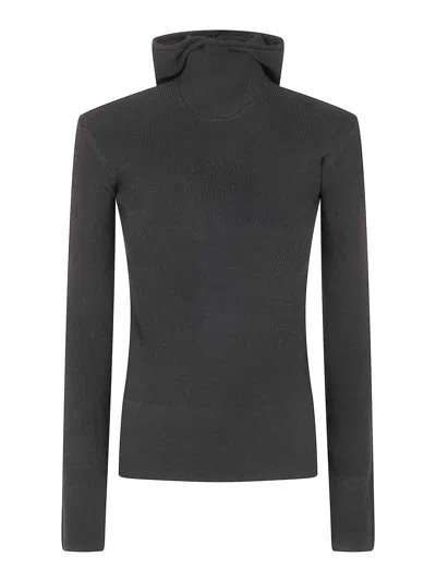 Fear Of God Women`s Long Sleeve Hooded Rib Top In Black