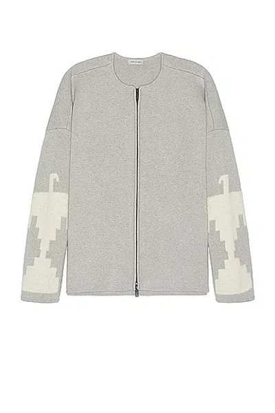 Fear Of God Wool Cashmere Blend Thunderbird Full Zip Sweater In Dove Grey
