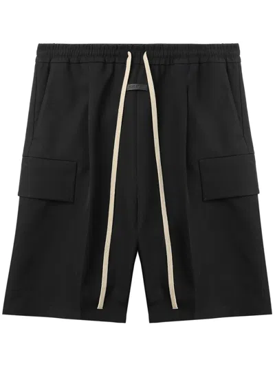 Fear Of God Wool-cotton Blend Cargo Shorts In Black
