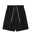 Fear Of God Straight-leg Pleated Wool And Cotton-blend Twill Drawstring Cargo Shorts In Black