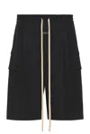 Fear Of God Straight-leg Pleated Wool And Cotton-blend Twill Drawstring Cargo Shorts In Black