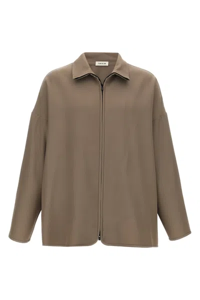 Fear Of God Collared Wool Jacket Long Sleeves Relaxed Fit In Beige
