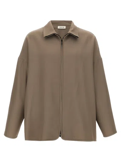 Fear Of God Collared Wool Jacket Long Sleeves Relaxed Fit In Beige