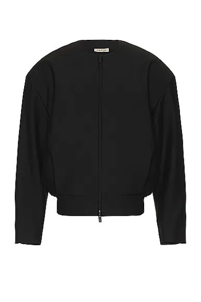 Fear Of God Wool Silk Collarless Jacket In Black