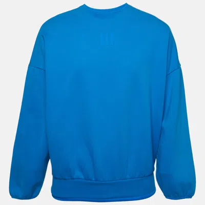 Pre-owned Fear Of God X Adidas Blue Logo Graphic Knit Sweatshirt Xs