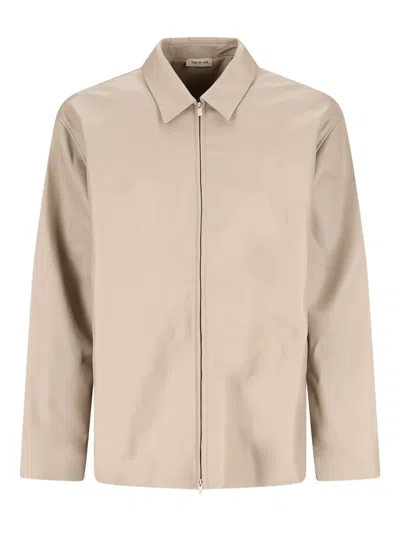 Fear Of God Zip-front Leather Jacket In Neutral
