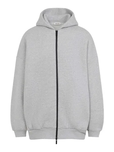 Fear Of God Grey Cotton Blend Zip Hoodie In Gray