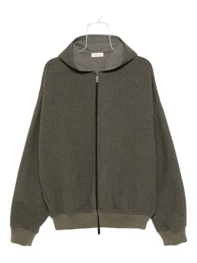 Fear Of God Mens Off Black Zip Relaxed-fit Wool-blend Hoodie In Animal Print