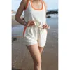 Feat Breezyblend Romper In Oatmilk/coral In Multi