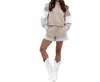 Feat Plush Half Zip Tri Color Block Sweatshirt In Beige In Neutral