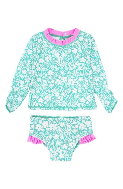 Feather 4 Arrow Babies'  Beach Babe Long Sleeve Two-piece Rashguard Swimsuit In Pool Blue