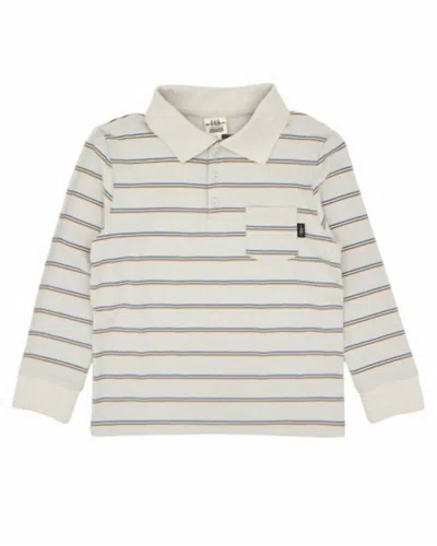 Feather 4 Arrow Kids' Boy's Nash Long Sleeve Polo In Stone In White