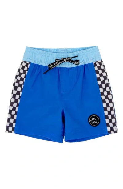 Feather 4 Arrow Babies'  Check Mate Volley Swim Trunks In Marina Blue