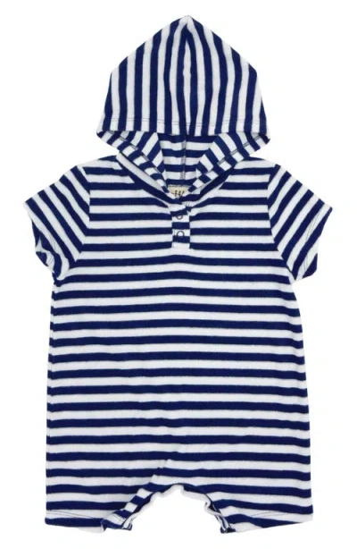 Feather 4 Arrow Babies'  Finn Stripe Terry Hooded Romper In Navy/white Stripe