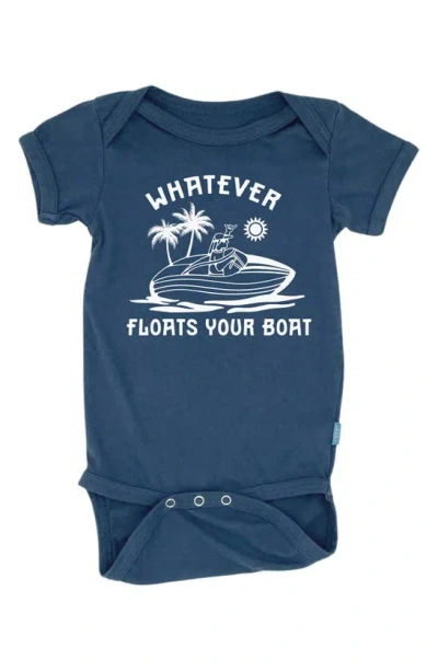 Feather 4 Arrow Babies' Floats Your Boat Cotton Bodysuit In Navy