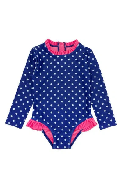 Feather 4 Arrow Babies'  Frill Chaser One-piece Rashguard Swimsuit In Twilight