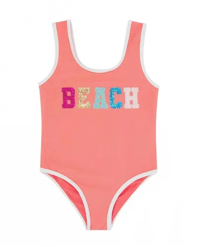 Feather 4 Arrow Kids' Girl's Wave Break One-piece Swimsuit In Beach In Pink