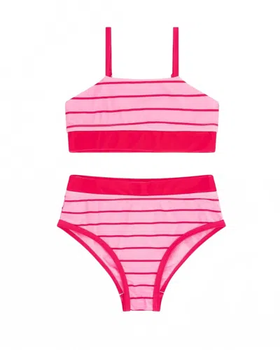 Feather 4 Arrow Kids' Girls Block Party Bikini Set In Lilac Sachet In Pink