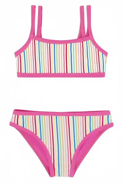 Feather 4 Arrow Kids' Girls Maui Bikini In Multi Stripe In Pink