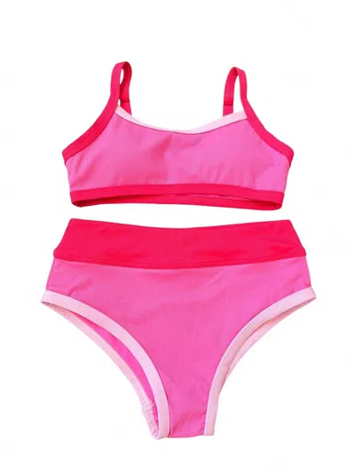 Feather 4 Arrow Kids' Girls Retro Ringer Bikini In Pink Sunset