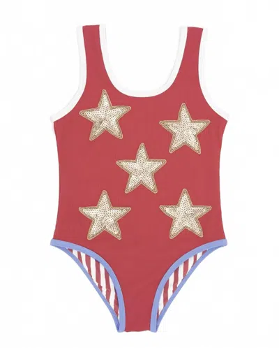 Feather 4 Arrow Kids' Girls Wave Break One Piece In True Red