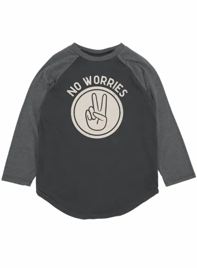 Feather 4 Arrow Kid's No Worries Raglan Tee In Black In Gray