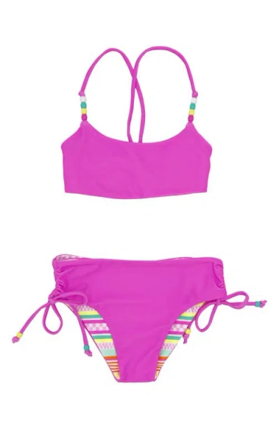 Feather 4 Arrow Kids' 4 The Good Vibes Reversible Two-piece Swimsuit In Hot Pink
