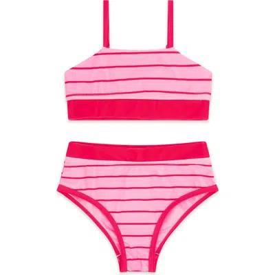 Feather 4 Arrow Kids' Block Party Upf 50+ Two-piece Swimsuit In Pink