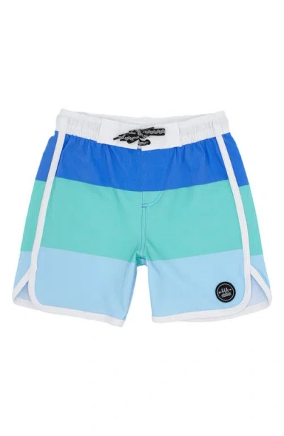 Feather 4 Arrow Kids' Block Stripe Board Shorts In Marina Blue