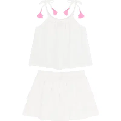 Feather 4 Arrow Kids' Cha Cha Cha Cotton Camisole & Tiered Skirt Set In White