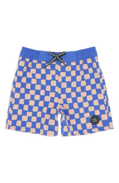 Feather 4 Arrow Kids' Classic Checkerboard Board Shorts In Black