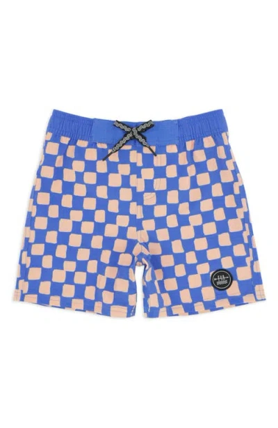 Feather 4 Arrow Babies'  Kids' Classic Checkerboard Board Shorts In Blue
