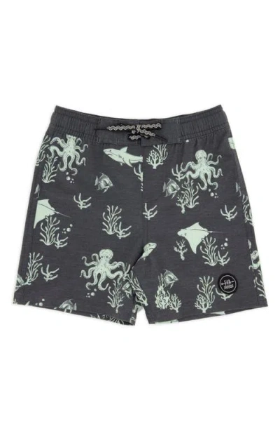 Feather 4 Arrow Babies'  Kids' Classic Ocean Print Board Shorts In Gray