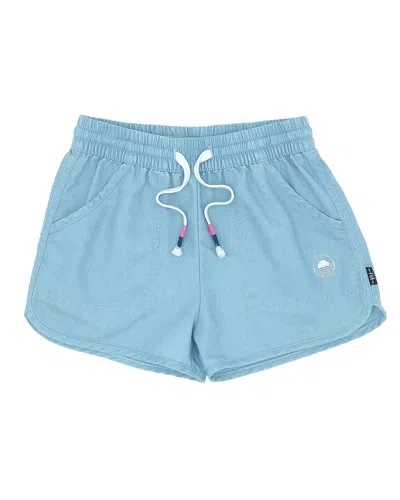 Feather 4 Arrow Kids' Daisy Chambray Shorts In Faded Indigo In Green