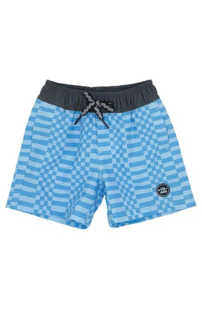Feather 4 Arrow Kids' Double Check Swim Trunks In Crystal Blue