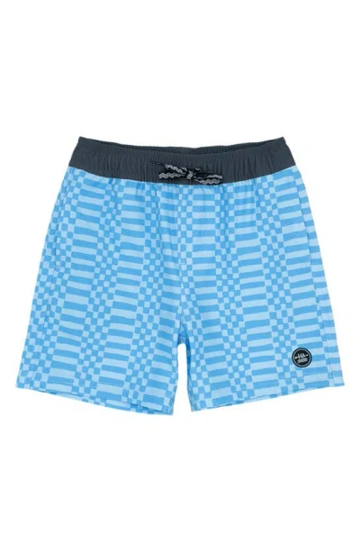 Feather 4 Arrow Babies'  Kids' Double Check Swim Trunks In Crystal Blue