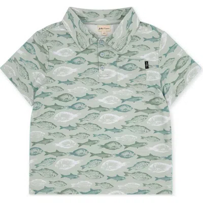 Feather 4 Arrow Kids' Feel Good Tech Fish Print Performance Polo In Multi