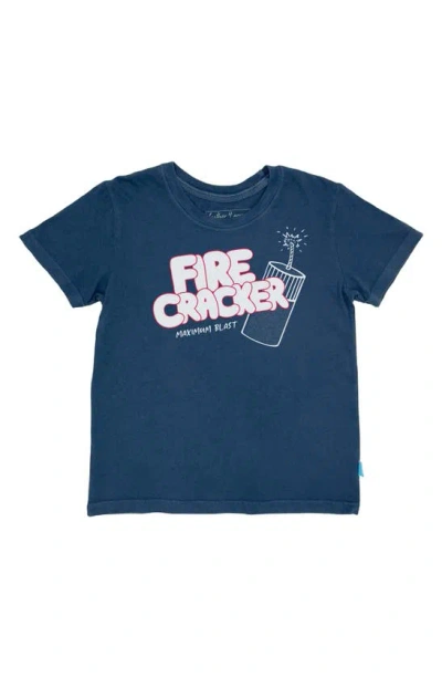 Feather 4 Arrow Kids' Firecracker Cotton Graphic T-shirt In Navy