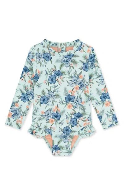 Feather 4 Arrow Babies'  Kids' Frill Long Sleeve Upf 50+ One-piece Rashguard Swimsuit In Blue