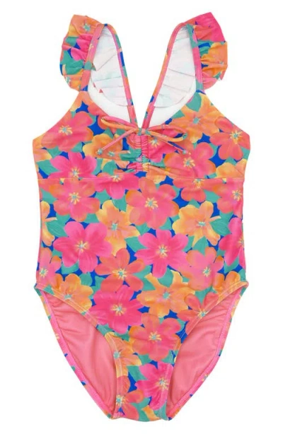 Feather 4 Arrow Kids' In A Cinch One-piece Swimsuit In Pink Carnation