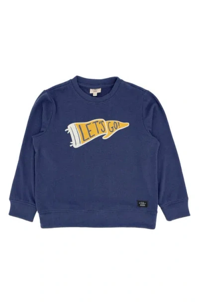 Feather 4 Arrow Kids' Let's Go Flag Hacci Knit Pullover In Blue