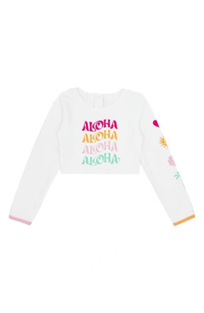 Feather 4 Arrow Kids' Long Sleeve Crop Rashguard In White