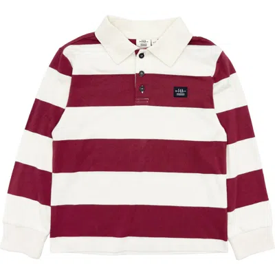 Feather 4 Arrow Kids' Nash Stripe Cotton Rugby Shirt In Red