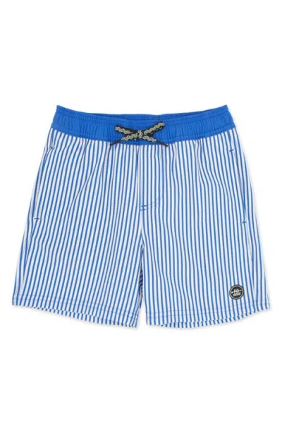 Feather 4 Arrow Kids' Pinstripe Volley Trunks In Blue