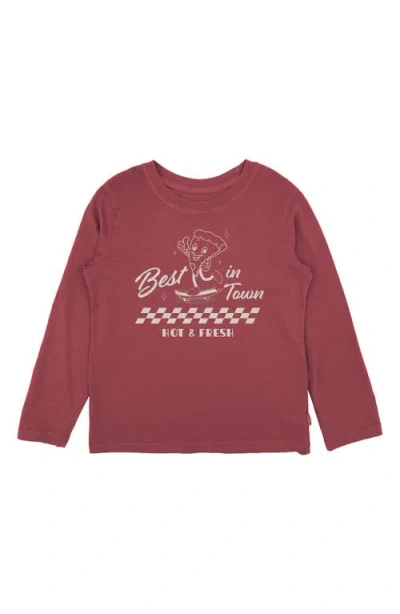 Feather 4 Arrow Kids' Pizza Long Sleeve Graphic T-shirt In Burgundy