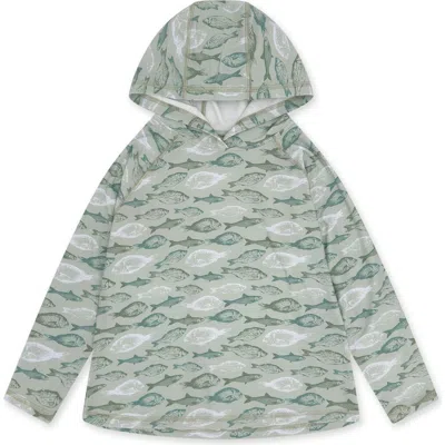 Feather 4 Arrow Kids' Reel Deal Tech Fish Print Performance Hoodie In Green