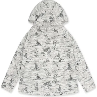 Feather 4 Arrow Kids' Reel Deal Tech Tropical Print Performance Hoodie In Gray