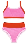 Feather 4 Arrow Kids' Retro Ringer Upf 50+ Two-piece Swimsuit In Pink
