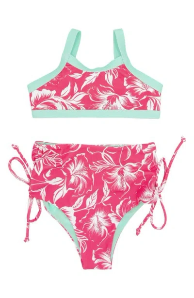 Feather 4 Arrow Kids' Retro Two-piece Swimsuit In Hot Coral